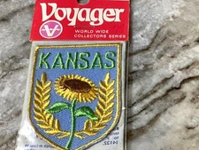 VTG Voyager Emblems, Inc. Kansas Sew On Patch NOS-Sunflower & Wheat