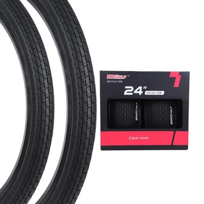 BWSHLF 24inch Mountain Bike Tires, 24 x 2.125 Inch, 2 Pack Replacement Black Folding...