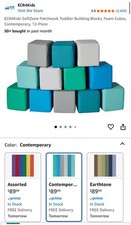 SoftZone Patchwork Toddler Building Blocks, Foam Cubes, Contemporary, 12-Piece
