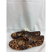 A New Day Jasmin Leopard Print Mary Jane Flats Brown Animal Print Buckle Size 8