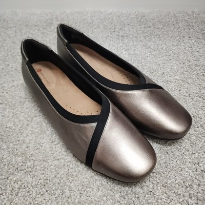 Unstructured by Clarks Women's Size 11M Leather Pebble Metallic Slip-On NWOB