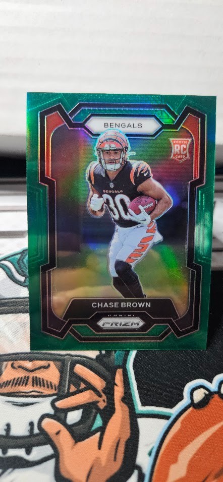 2023 Panini Prizm Chase Brown #318 Green Prizm RC Bengals Rookie