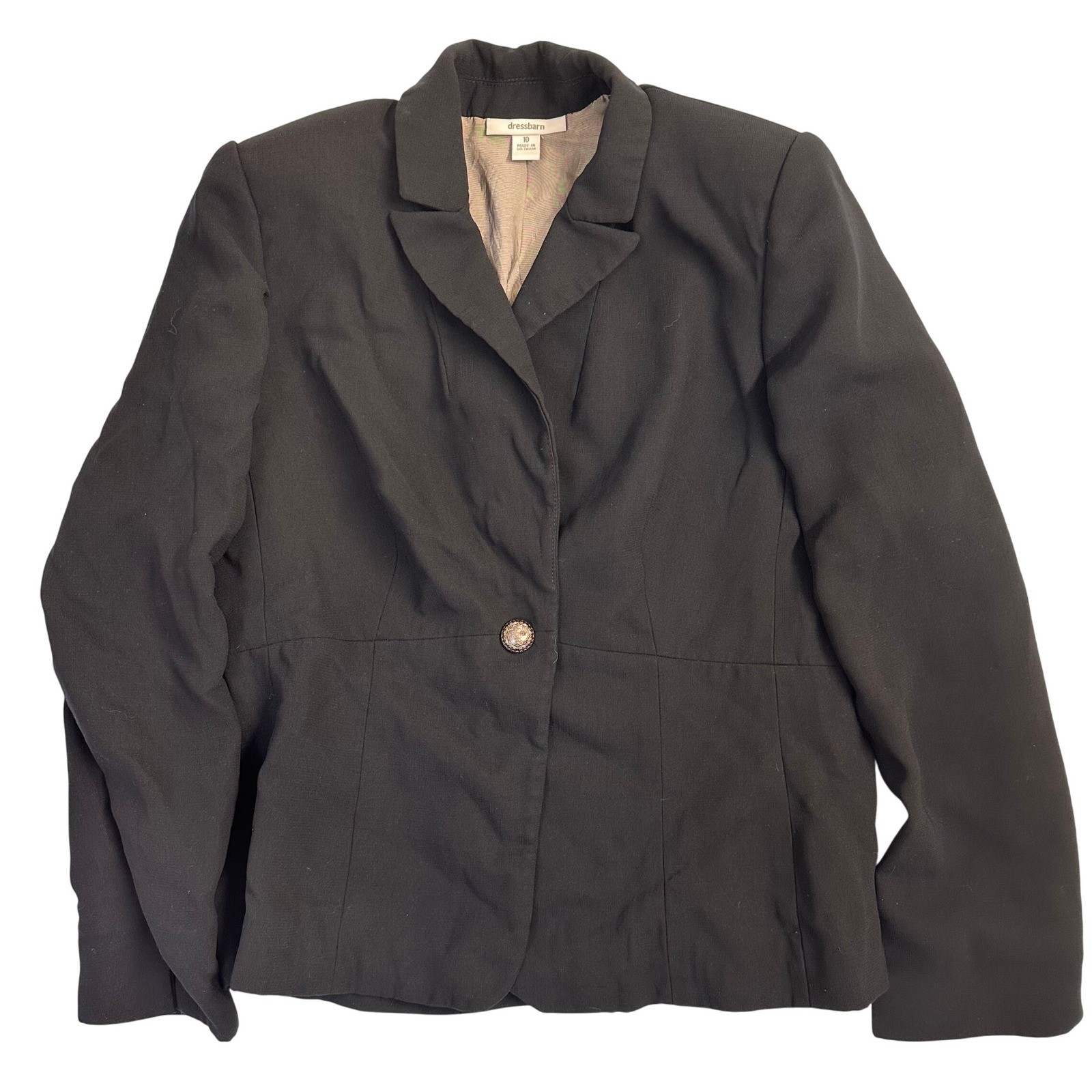 Dressbarn Black Blazer Womens Size 10 Career Business Office Suit Jacket