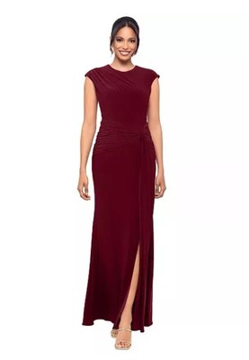 NWT Betsy & Adam Petite Sz 14P Cap Sleeve Gathered Gown Elegant Formal