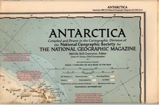 Vintage National Geographic September 1957 Map Antarctica 36 X 28 1/2”