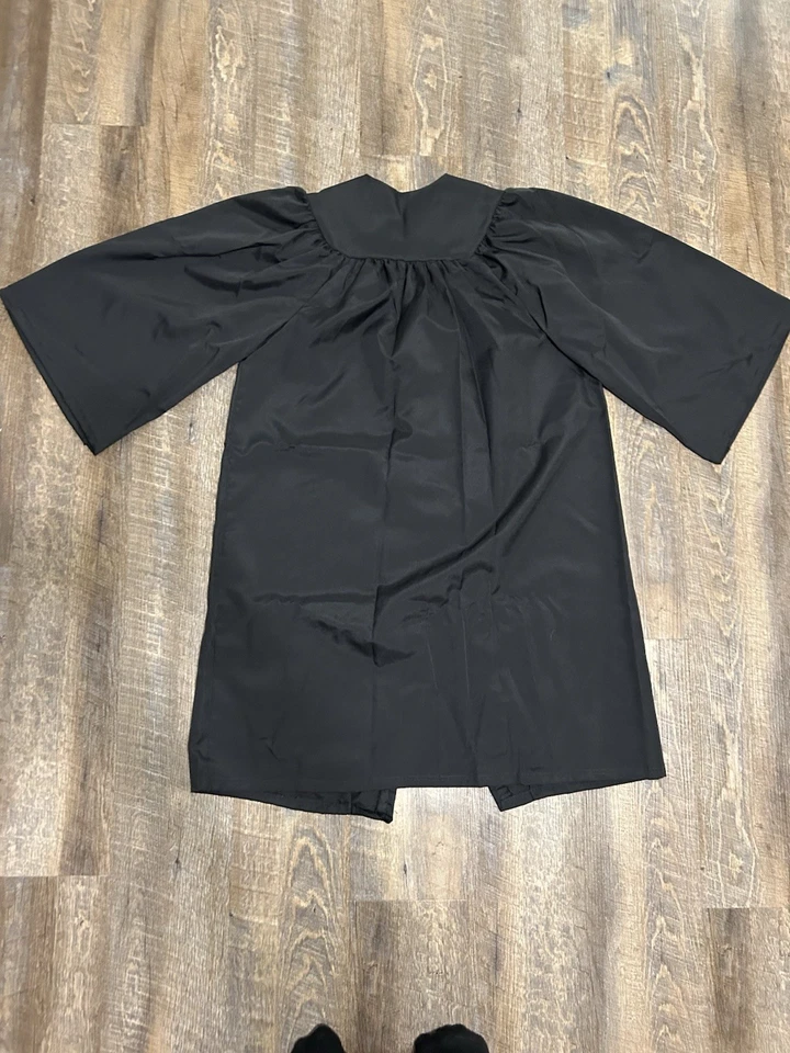 Conjunto de gorra y vestido de graduación negro adulto talla mediana universidad secundaria ceremonia Foto 2 de 4