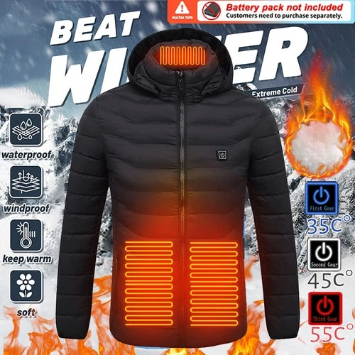 9 Areas USB Electric Heated Jacket Men Outdoor Heating Jackets Winter Warm Coat - product listing photo