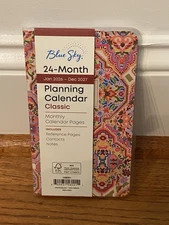 Blue Sky 2026 2027 Calendar Planner Monthly Pocket Pink Damask 2-Year New Year