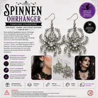 Spinnen Ohrringe Silber Strass Gothic Halloween Hexe Vampir Schmuck