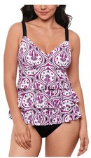 Swim Solutions Women's Plus size Printed Tiered Fauxkini One-Piece Swimsuit 18