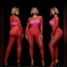 NWT Adidas x Ivy Heart Red & Pink Mesh Colorblock Catsuit - S - Jumpsuit