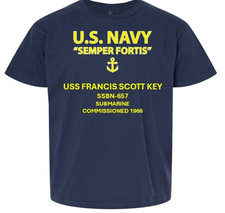 USS FRANCIS SCOTT KEY  SSBN-657 * SEMPER FORTIS *VINYL SHIRT. US NAVY LICENSED