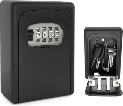 4 Digit Key Lock Box Wall Mounted Outdoor Key Safe Secure Combination Storage