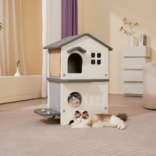 Insulated Outdoor Cat House Weatherproof for Feral Multi Cat, 2 Story Plastic...