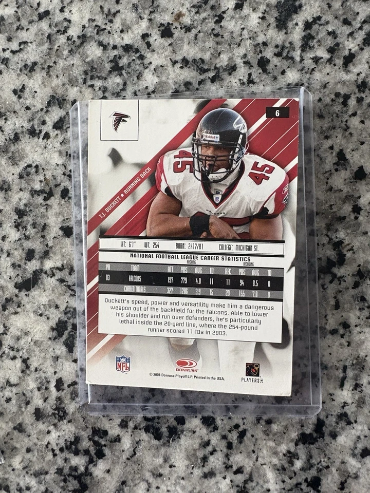 2004 Leaf Rookies & Stars Longevity - T.J. Duckett #17 Materials Emerald /35  - Image 2 of 2