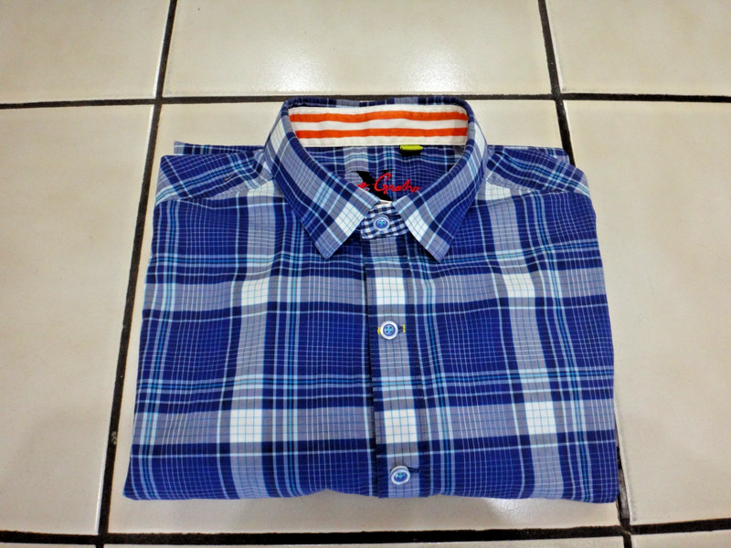 Robert Graham Shirt Mens Large Blue Plaid Tailored Fit Short Sleeve Cotton
