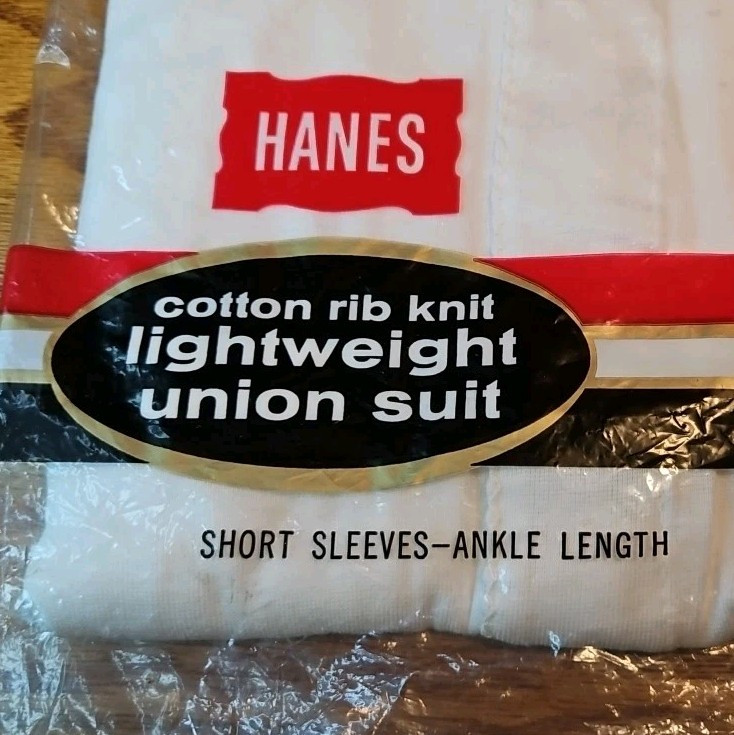 Mens Vintage RARE 1960s Hanes Unionsuit Size 36 CHEST Short Sleeve/long Leg image 2