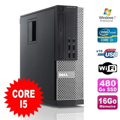 PC Dell Optiplex 990 SFF I5-2400 3.1GHz 16Go Disque 480Go SSD DVD Wifi W7 - Photo 1/4