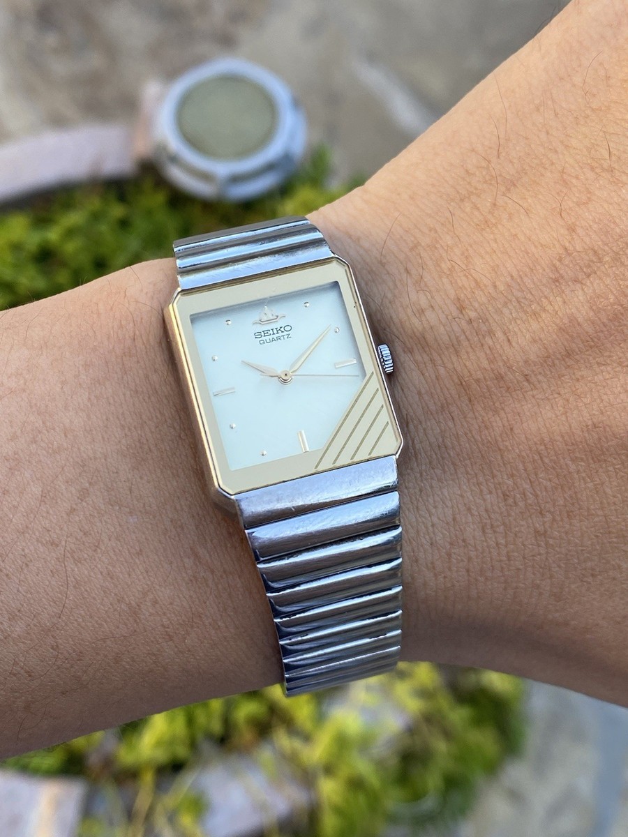 1990 Vintage Seiko Galaxy Quartz Watch Tank 23mm Texudo Dial New