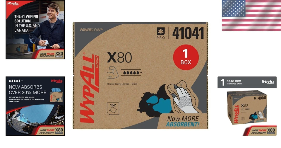 Blue PowerClean X80 Heavy Duty Towels: 160 Sheets for Superior Absorbency - Image 2 of 4