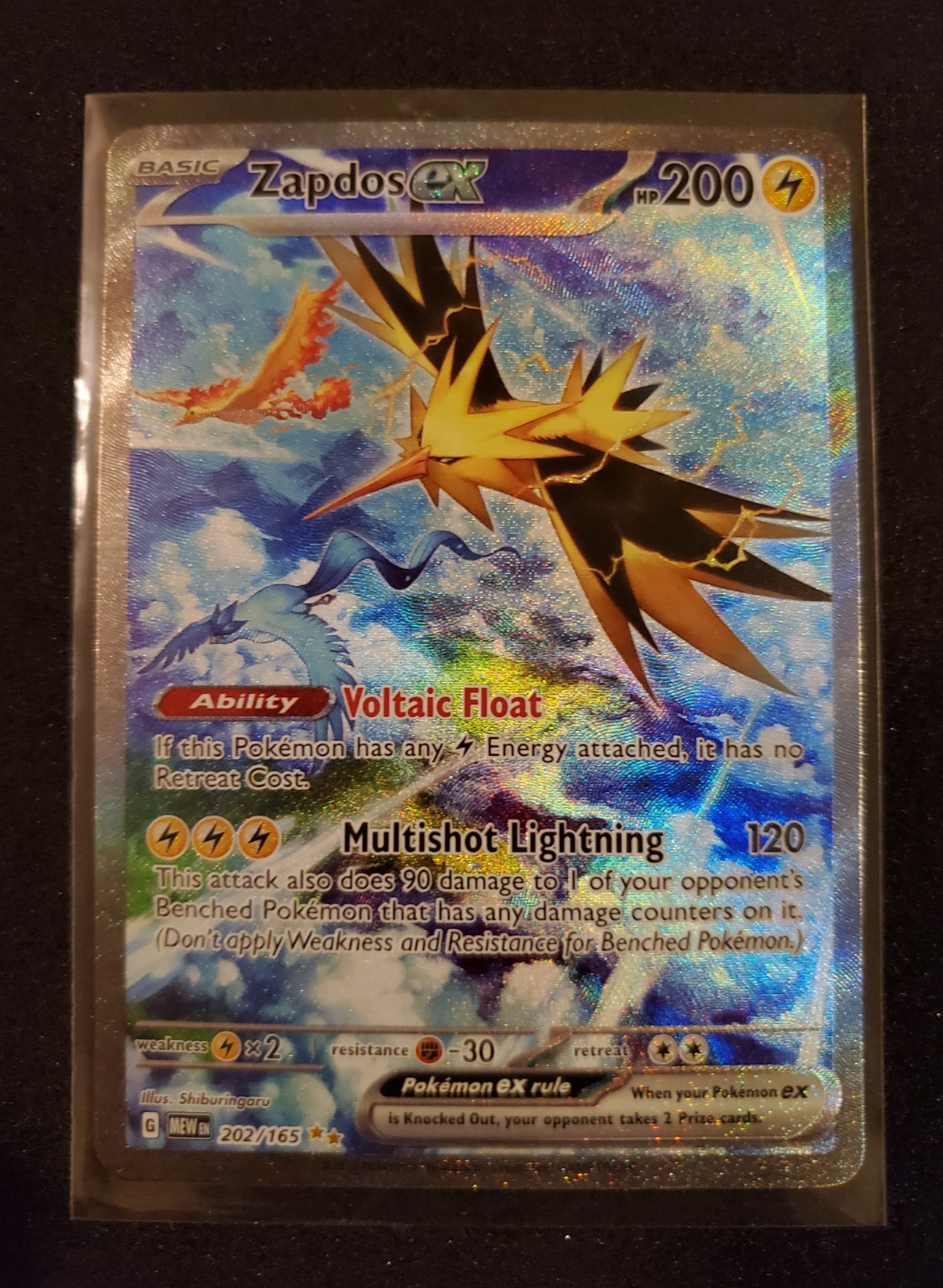 Pokemon TCG Zapdos ex 202/165 Scarlet & Violet 151 Special Illustration NM