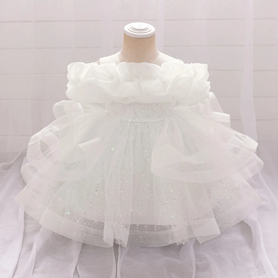Baby Princess Girl Dress Toddler Tulle Baptism Gown Birthday Party Prom Costume - Image 4 of 4