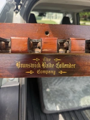 Antique Brunswick Balke Collender 12 Cue Wall Rack Pool Billiards Wood - Image 1 of 4