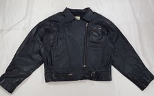 BLUSH GRÖSSE 12 UK M DAMEN SCHWARZ ECHTLEDER KURZE BIKER JACKE MANTEL VINTAGE 1990