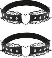 2Pcs Adjustable Lace Heart-Shaped Thigh Garter, Elastic Leg Garters for Women