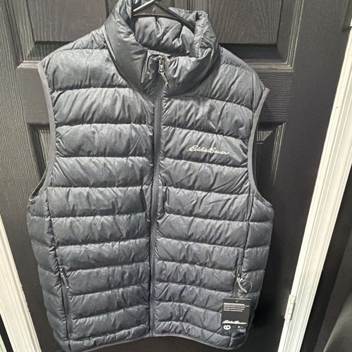Eddie Bauer Men's 650 Fill Down Puffer Vest Full Zip Stand Collar Gray L