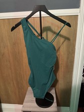 TA3 Green One-Shoulder Lace-Up Lined Solid On...