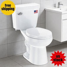 17 Inch Two-Piece Toilet Round, White Ceramic Bowl Side Flush Water Saving Bathr