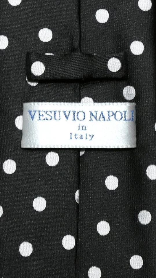 Vesuvio Napoli NEGRO con Lunares BLANCO Juego de Corbata Pañuelo a Juego Foto 2 de 2