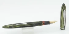 Sheaffer Balance Jr Full-Length Slim Green Striated Fountain Pen - 1937 - F Nib