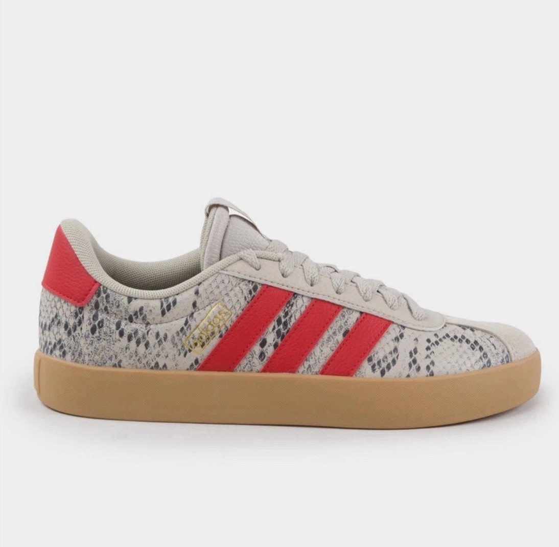 Adidas VL Court 3.0 Shoes Wonder Beige / Better Scarlet / Gold Metallic Size 9