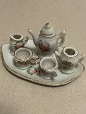Dollhouse Miniature Ceramic Tea Set on a Tray. 1:12 Made Japan .