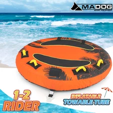 55" Round Inflatable Towable Tube for Boating Water Sport 1-2 Rider Oxford Cover