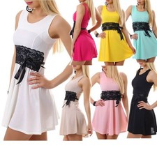 SeXy Miss Abito Mini Da Donna In Pizzo Con Nastro Bordo Nero Estate 32/34/36
