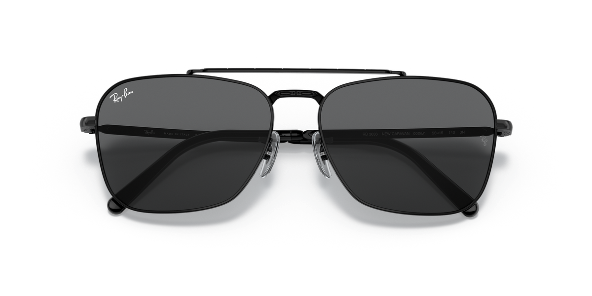 Ray-Ban New Caravan Polished Black/Dark Grey 58mm Sunglasses 