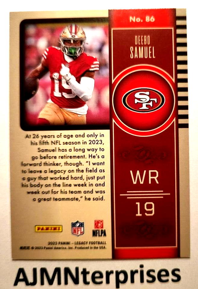 Deebo Samuel 86 2023 Panini Legacy 49ers + some assorted cards eBay