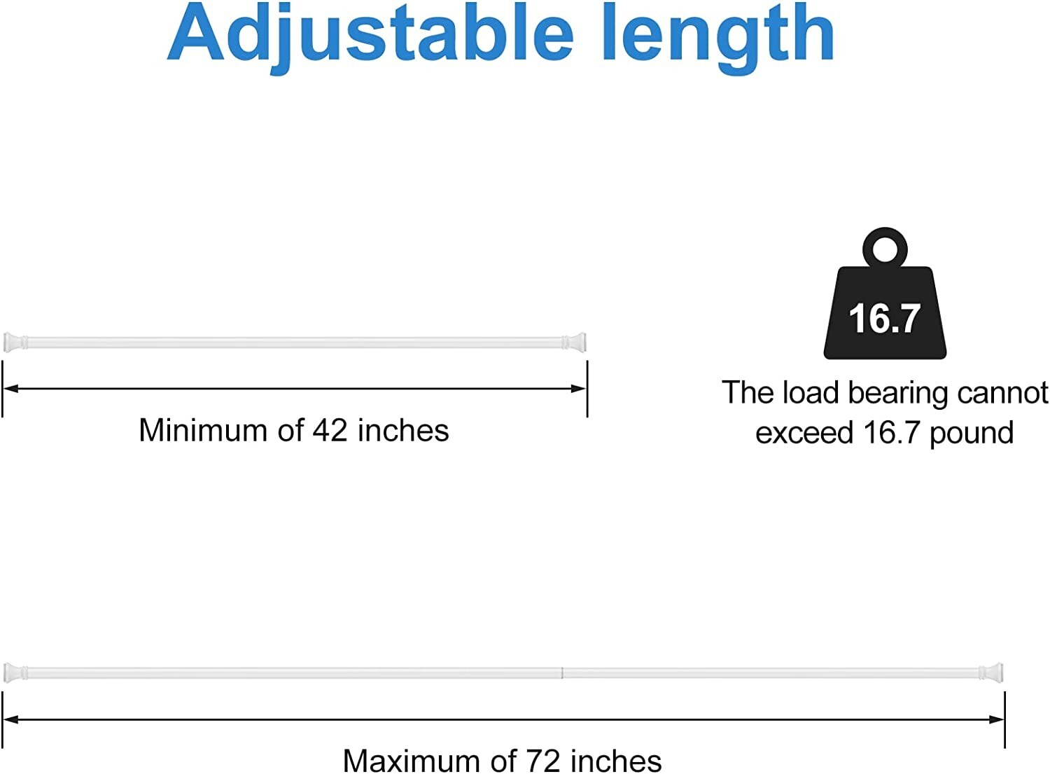 Amazer Spring Tension Shower Curtain Rod, 42 72 Inches Rust