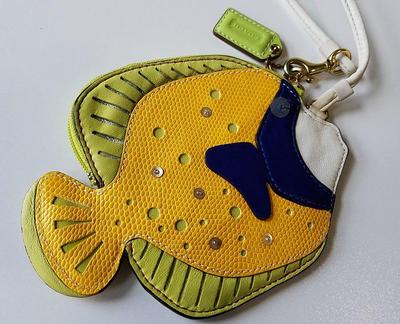 RARE Coach Limited Edition Large Yellow Fish Motif Bag Purse