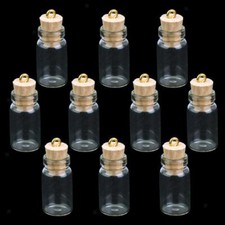 lot 10x Mini Empty Cork Bottles Pendant Charm Vials Wish Bottles Craft