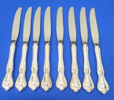 8 - Reed & Barton COTTAGE ROSE Glossy Elite Silverplate Flatware DINNER KNIVES