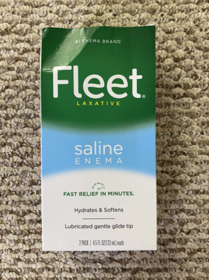 12 Fleet Laxative Saline Enema Ready To Use Soft Comfortip 4.5 fl oz 2 Pack Box