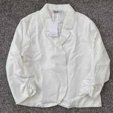 Womens Grace Karin White Casual 3/4 Sleeve Open Front Blazer Jacket - Size Xxl