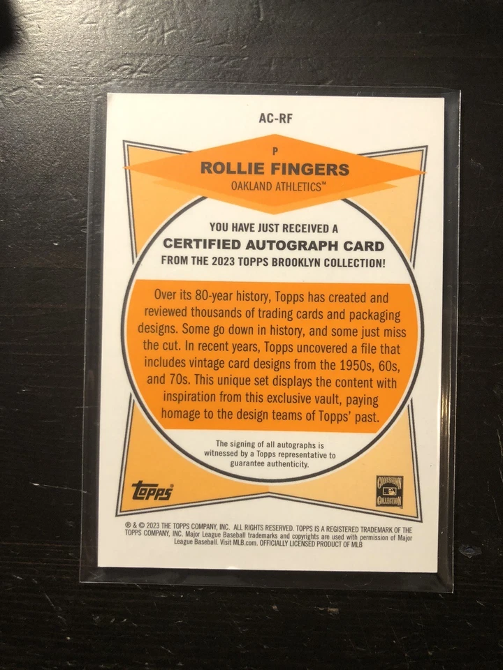ROLLIE FINGERS 2023 Topps Brooklyn Collection AUTO Purple /10 #AC-RF Card READ - Image 2 of 4