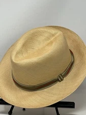 1980’s Makins NY Straw Fedora Hat Genuine 7.75” x 6.75” Size 7-ish Fine Weave