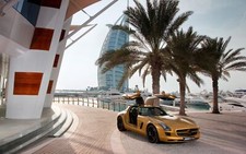 Cars mercedes benz sls amg e Desk Mat Stitched
