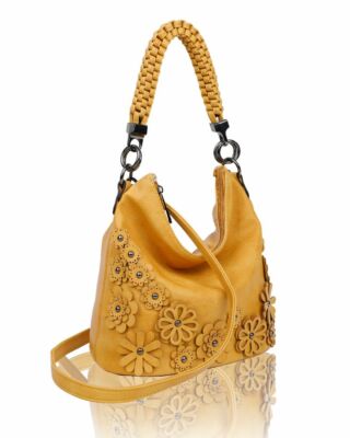 Stilvolle weiche lässige Damenhandtasche/Beuteltasche/Shopper/Schultertasche im 3D-Stil mit Blumen.